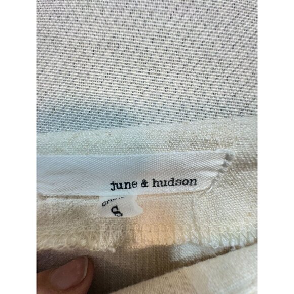 June & Hudson Womens Linen Blend Wide-Leg Pants Size S Beige Drawstring Waist - Picture 2 of 10